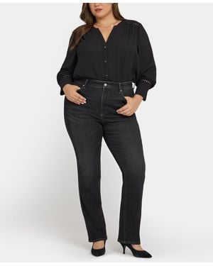 NYDJ Plus Size High Rise Marilyn Straight Jeans - Black