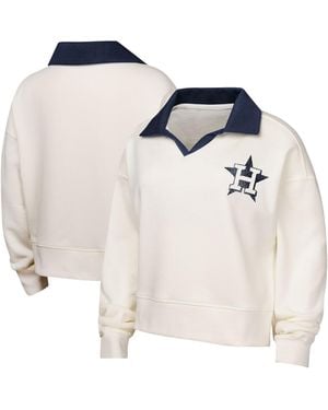 Outerstuff Big Girls Houston Astros Ballpark Hit Collared V-neck Pullover Sweatshirt - Blue