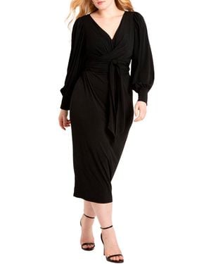 Eloquii Plus Size Cross Front Midi Dress - Black
