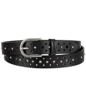 Levi's Fully Adjustable Perforated And Studded Leather Jean Belt - Black