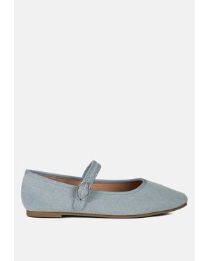 LONDON RAG Iker Classic Denim Pin Buckle Ballerinas - White