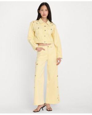 GOOD AMERICAN Essential Crop Denim Jacket Wide Leg Jeans - Metallic