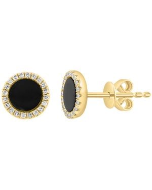 Effy Diamond And Onyx Earrings (1/10 Ct. T.w. - Metallic