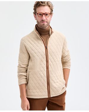 Club Room Quilted Full-zip Mock Neck Sweatshirt - Natural