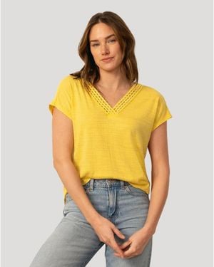 Cable & Gauge Braided Trim Crinkle Tee - Yellow