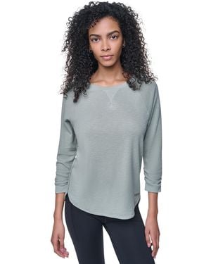 DKNY Mini Slub Waffle Three Quarter Sleeve T-shirt - Gray