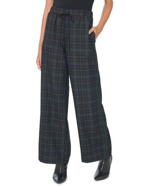 Vince Camuto Relaxed Plaid Wide-leg Pants - Black
