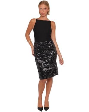 Petal & Pup Lindsey Sequin Straight Midi Skirt - Black