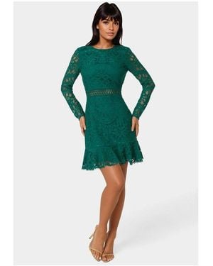 Bebe Open Back Lace Mini Dress - Green