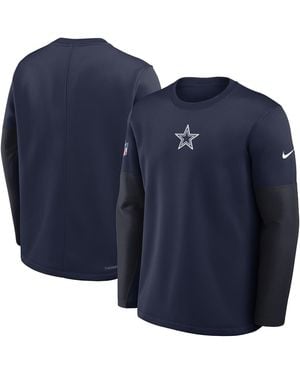 Nike Dallas Cowboys Sideline Coach Therma-fit Long Sleeve T-shirt - Blue