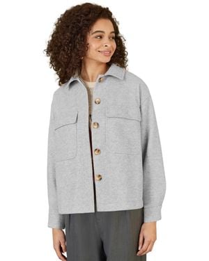 Yumi' Textured Finish Patch Pocket Shacket - Gray