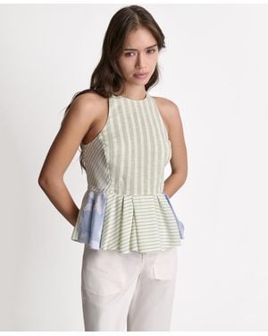 BCBGMAXAZRIA Sleeveless Ruffle Peplum Top - White