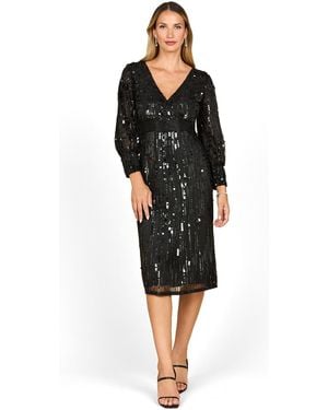 Lara Beaded A-line Midi Dress - Black