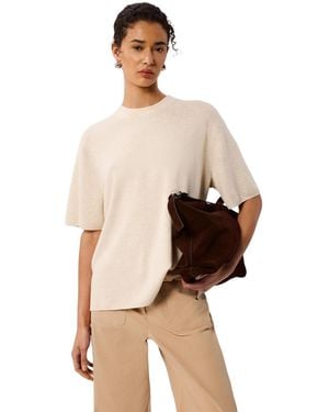 Whistles Draped Fine Knit T-shirt - Natural