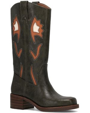 FRYE and CO Miranda 10 Flower Slip-on Tall Boots - Green