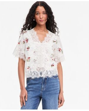 On 34th Lace-trim Button-front Blouse - White