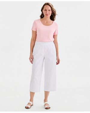 Style & Co. Pull-on Wide-leg Capri Pants - White