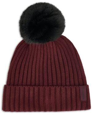 Calvin Klein Snug Everday Cozy Soft Pom Pom Beanie - Red