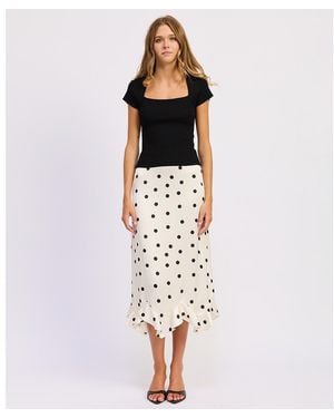 En Saison Abigail Midi Slip Skirt - White