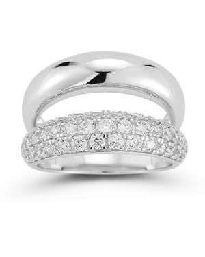 Rachel Zoe 14k Gold Plated Sterling Double Dome Ring - White