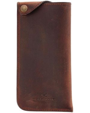 Trafalgar Doyle Crazy Horse Leather Snap Closure Glass Case - Brown