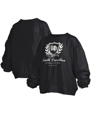 Pressbox South Carolina Gamecocks Big Aug Script Janice Oversized Pullover Sweatshirt - Black