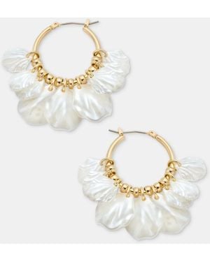 Lonna & Lilly Shaky Imitation Pearl Charm Hoop Earrings - Metallic