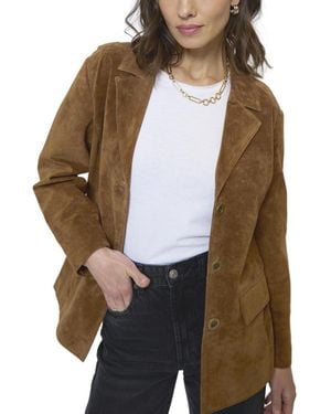 Central Park West Atlas Suede Bf Blazer - Brown