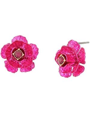 Betsey Johnson Faux Stone Flower Stud Earrings - Pink