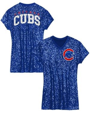 Outerstuff Girls Preschool Chicago Cubs Sequin V-neck Dress - Blue