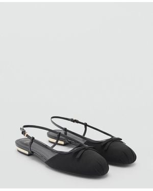 Mango Decorative Bow Tie Detail Ballerina Shoes - Black