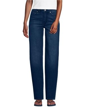 Lands' End Tall Soft Denim Mid Rise Relaxed Straight Leg Jeans - Blue