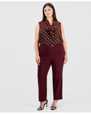 Anne Klein Plus Size Pull-on Straight Work Pants - Red