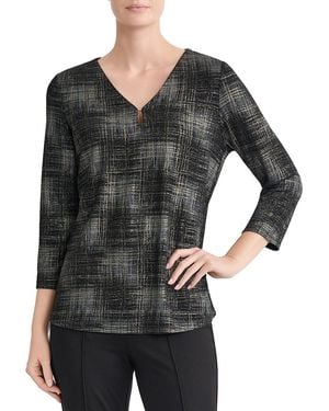 Jones New York 3/4-sleeve Keyhole V-neck Blouse - Black
