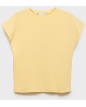 Mango Short-sleeved Fine-knit Sweater - Yellow