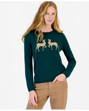 Nautica Holiday Reindeer Long-sleeve Sweater - Blue