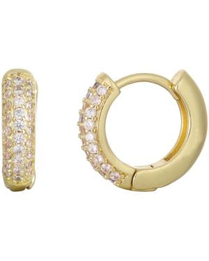 Adornia Cubic Zirconia huggie Chubby Hoop Earrings - Metallic