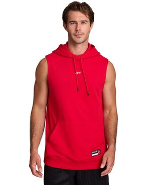 Reebok Basketball Sleeveless Jock Tag Hooded Sweatshirt - Red