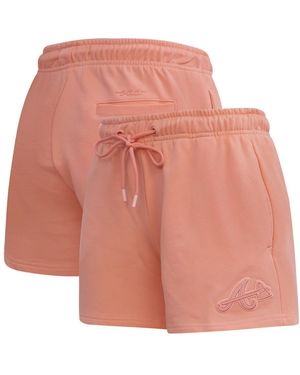 Pro Standard And Atlanta Braves Neutral Fleece Shorts - Pink