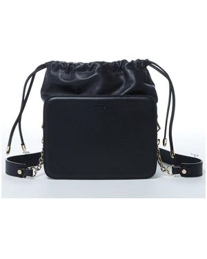 Susu Leather Bucket Bag Medium Size Purse - Black