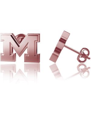 Dayna Designs Michigan Wolverines Rose Gold Post Earrings - Pink