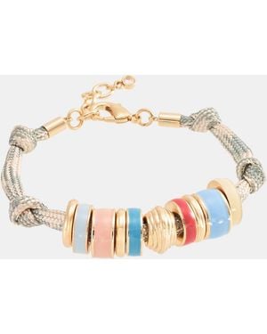 On 34th Rondelle Beaded Cord Flex Bracelet - White