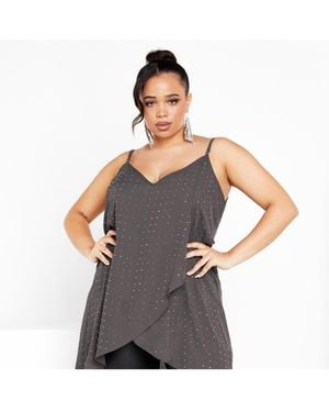 City Chic Hi Lo Shine Cami - Gray