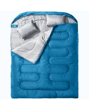 Gnuadz Double Sleeping Bag S Pillow Queen Two Person Camping Hiking Backpacking All Season Cold Warm - Blue