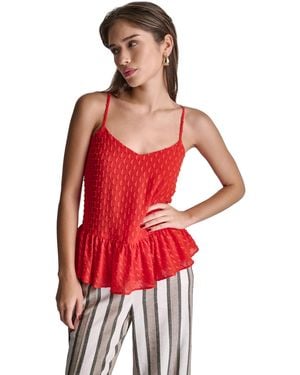 BCBGMAXAZRIA Sleeveless V-neck Top - Red