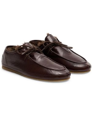 Mango Selection Fur Interior Leather Loafers - White