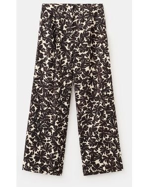 Mango Floral Print Straight Pants - White