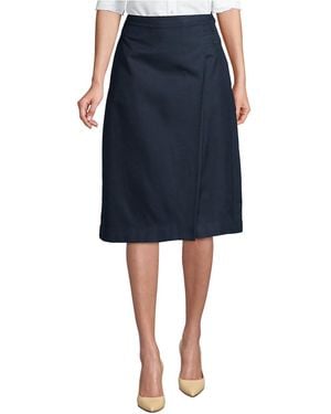 Lands' End School Uniform Solid A-line Skirt Below The Knee - Blue