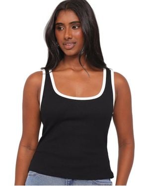 Petal & Pup Juanita Scoop Neck Sleeveless Ribbed Tank Top - Black