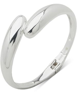 Anne Klein Tone Open Spring Hinge Bangle Bracelet - White